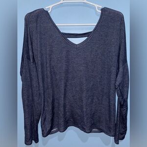 Peach Love California Gray 3/4 Sleeve Backless Crop Blouse